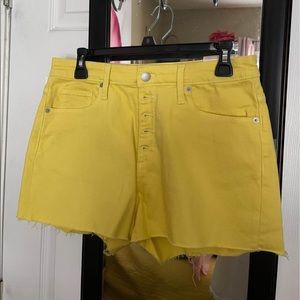NWT SZ 8/29 yellow denim shortie shorts, hi rise, vintage stretch